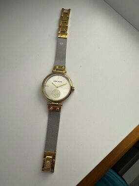 Anne Klein Gold & Silver Two-Tone Mesh Bracelet Watch